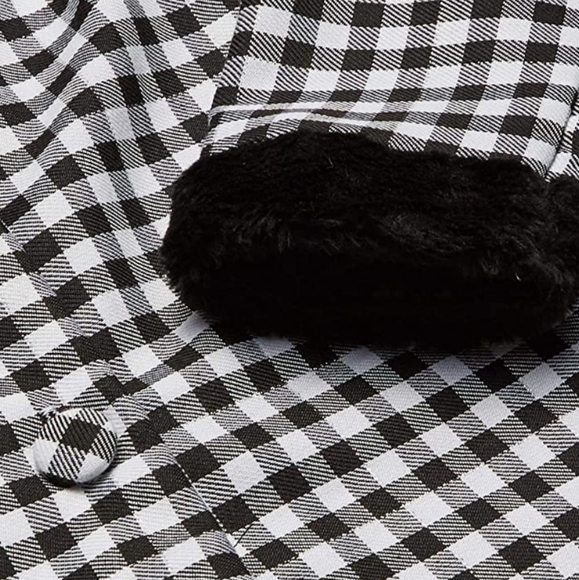 Young Land Knit to Woven Black & White Houndstooth Faux Fur Pea Coat Size 5 - Picture 2 of 14